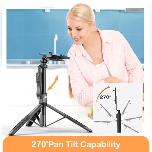 Kratos K5 Selfie Stick Tripod with Balance Handle, 64 inch & Stable 4 Leg Design,Recharable BT Remote, Long Tripod Stand for 360° Rotation Panoramic Shoot, Made for Phones,Ring Light, Gopro,Camera