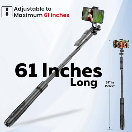 Kratos K5 Selfie Stick Tripod with Balance Handle, 64 inch & Stable 4 Leg Design,Recharable BT Remote, Long Tripod Stand for 360° Rotation Panoramic Shoot, Made for Phones,Ring Light, Gopro,Camera