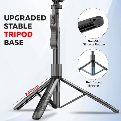 Kratos K5 Selfie Stick Tripod with Balance Handle, 64 inch & Stable 4 Leg Design,Recharable BT Remote, Long Tripod Stand for 360° Rotation Panoramic Shoot, Made for Phones,Ring Light, Gopro,Camera