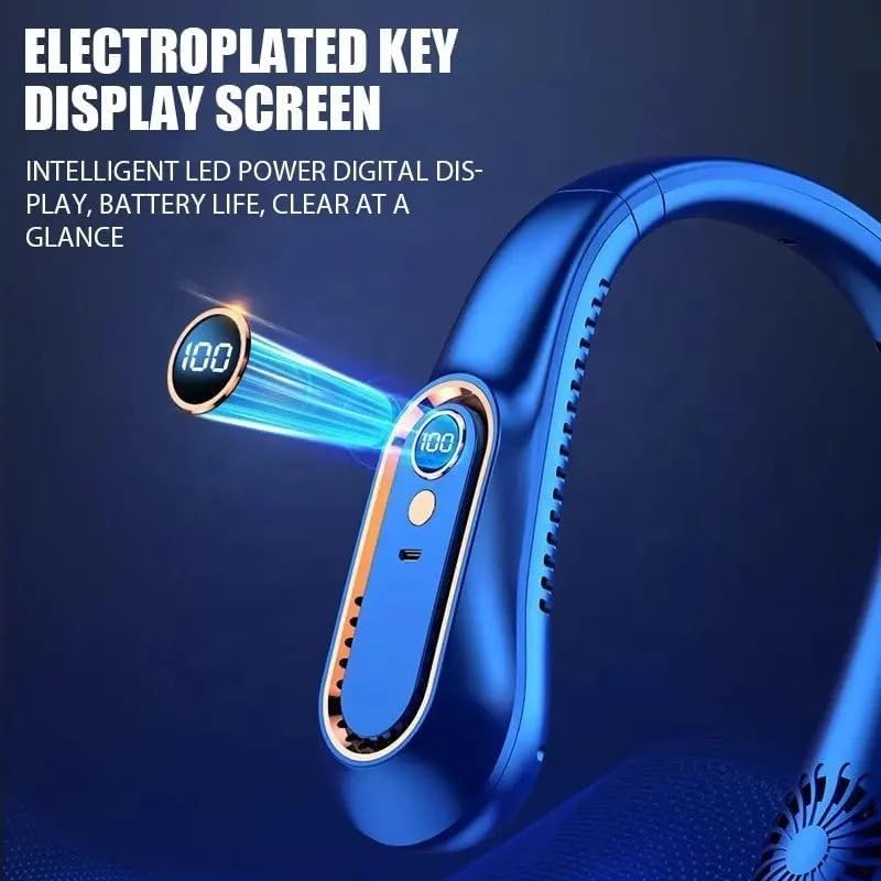 Neck Fan, Portable Bladeless Neck Fans Rechargeable, 4000 mAh Battery USB 360° Airflow Super Quiet 3 Speeds Personal Wearable Neck Fan, Collar Fan for Neck Outdoor Indoor for Women Men