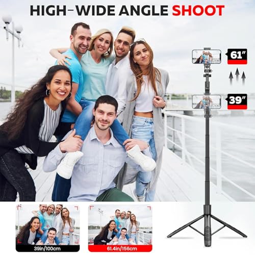 Kratos K5 Selfie Stick Tripod with Balance Handle, 64 inch & Stable 4 Leg Design,Recharable BT Remote, Long Tripod Stand for 360° Rotation Panoramic Shoot, Made for Phones,Ring Light, Gopro,Camera