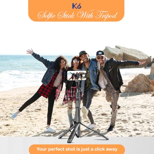 Kratos K5 Selfie Stick Tripod with Balance Handle, 64 inch & Stable 4 Leg Design,Recharable BT Remote, Long Tripod Stand for 360° Rotation Panoramic Shoot, Made for Phones,Ring Light, Gopro,Camera
