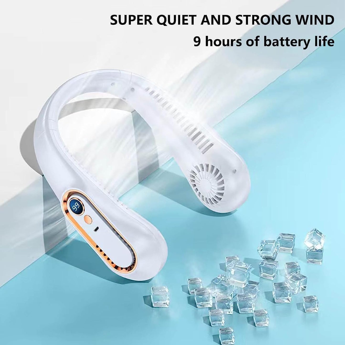 Neck Fan, Portable Bladeless Neck Fans Rechargeable, 4000 mAh Battery USB 360° Airflow Super Quiet 3 Speeds Personal Wearable Neck Fan, Collar Fan for Neck Outdoor Indoor for Women Men