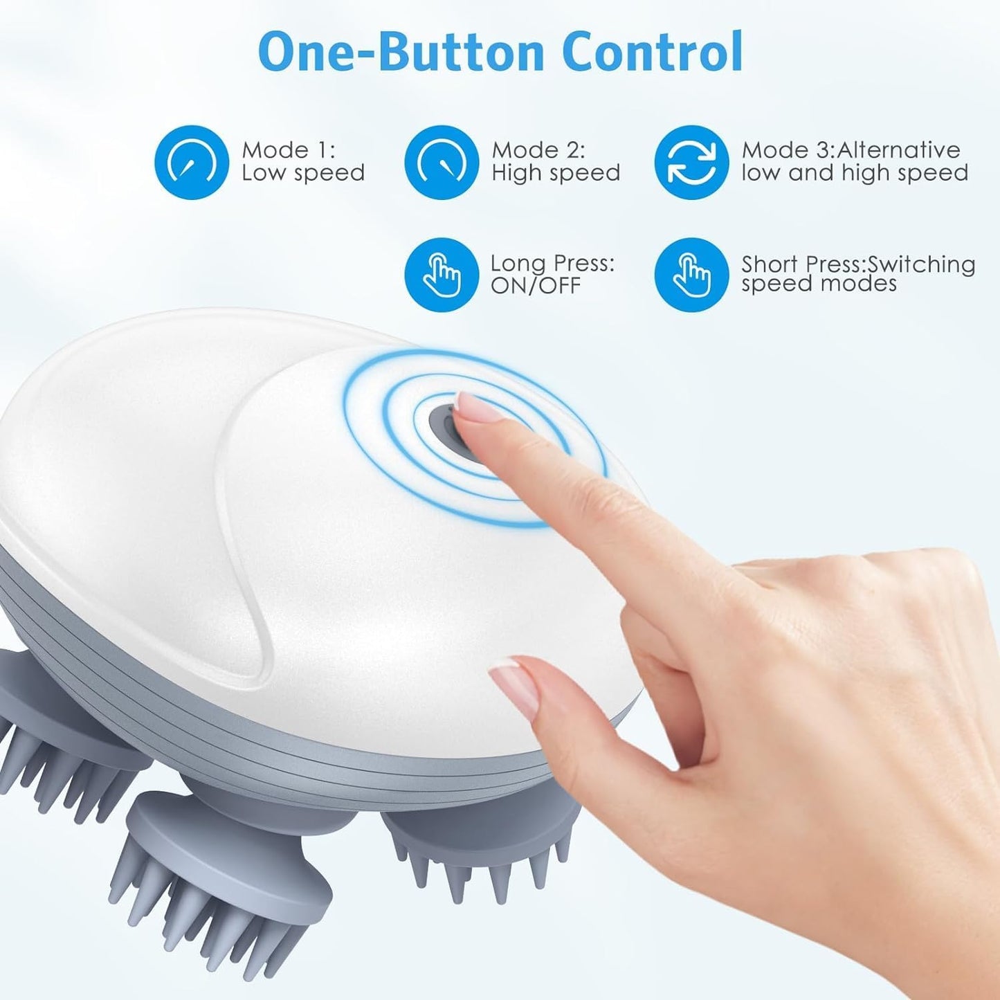 Ricuza Electric Head,Scalp Massager | Advance Red Light Therapy for Boost Hair Growth, Hair Fall Control, Scalp Therapy | 3 Speed Mode Handheld,Portable,Scalp Scratcher Body Massage for Hair Growth,Deep Clean & Stress Relaxation
