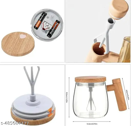 Self Stirring Mug,Electric Mixing Cup Self Stirring Coffee Mug High Borosilicate Glass Mixing Coffee Mug Rotating Home Office Travel Stirring Cup Suitable For Coffee/Milk/Protein Powder,400 ML