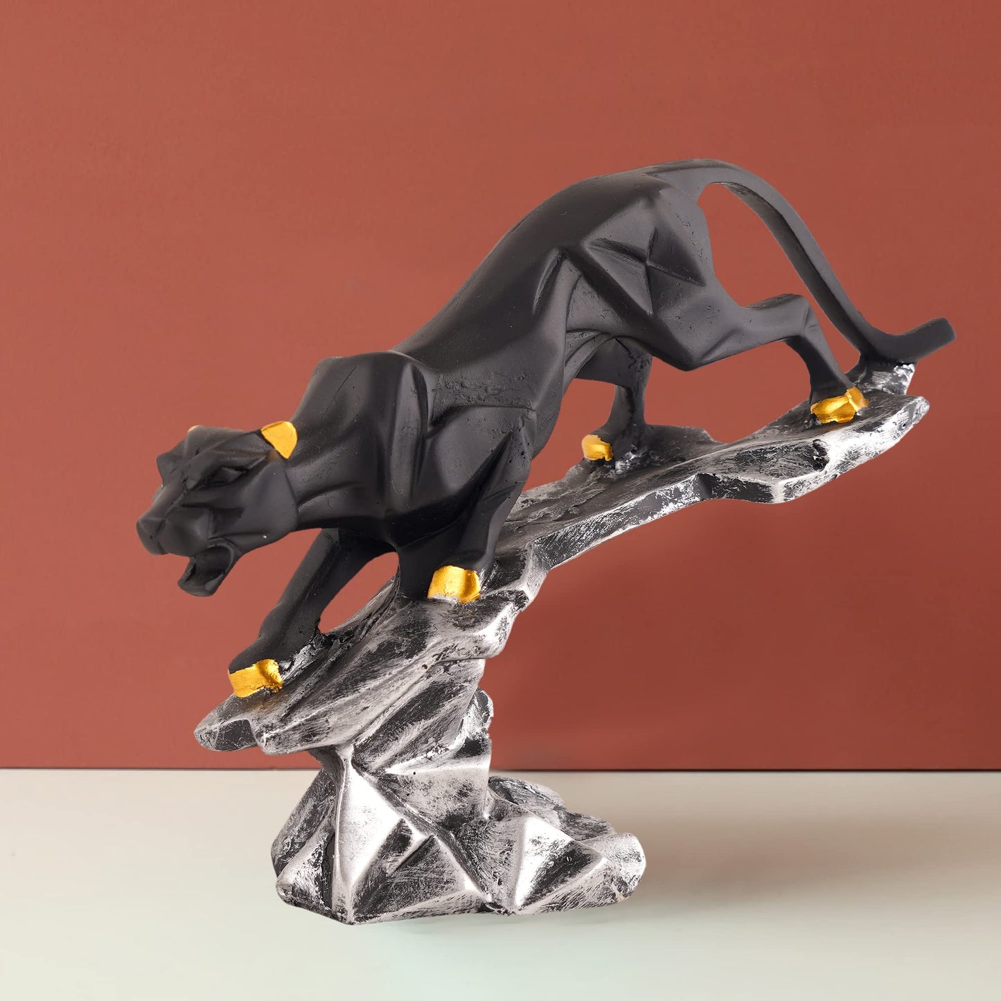 zart Resin Black Jaguar Showpiece For Home Decor/Black Panther Statue For Living Room Decor, Cheetah Showpiece Office Decor Item, Pack of 1