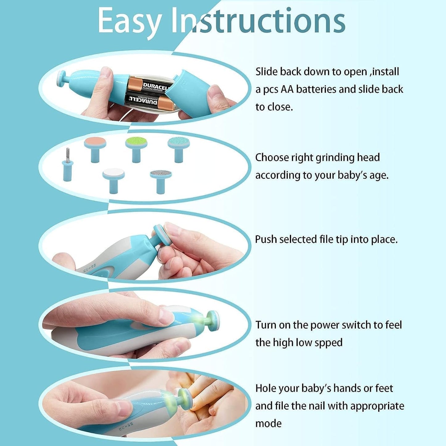 Electric Nail Trimmer For Baby, Baby Nail Trimmer, Baby Nail Cutter, Nail Trimmer For New Born Baby, Kids Nail Cutter With Light (Multi), 1 Count