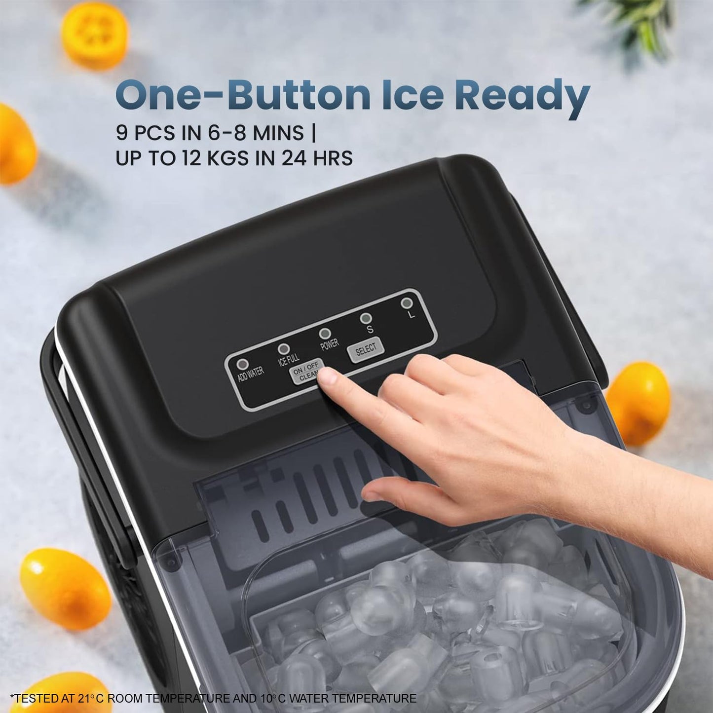 Kilig H01B Countertop Ice Maker Machine | 6 Mins 9 Bullet Ice Cubes| Portable Ice Maker Machine with Self-Cleaning | Ice Scoop, Basket, Ice Maker for Kilig Home/Kitchen/Office/Party - Black