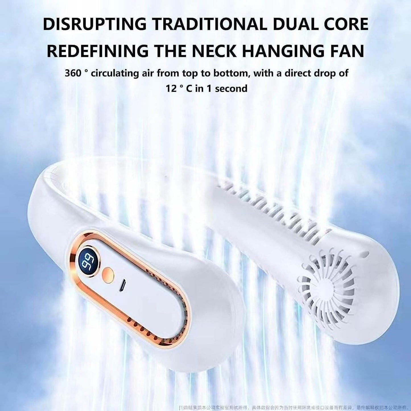 Neck Fan, Portable Bladeless Neck Fans Rechargeable, 4000 mAh Battery USB 360° Airflow Super Quiet 3 Speeds Personal Wearable Neck Fan, Collar Fan for Neck Outdoor Indoor for Women Men