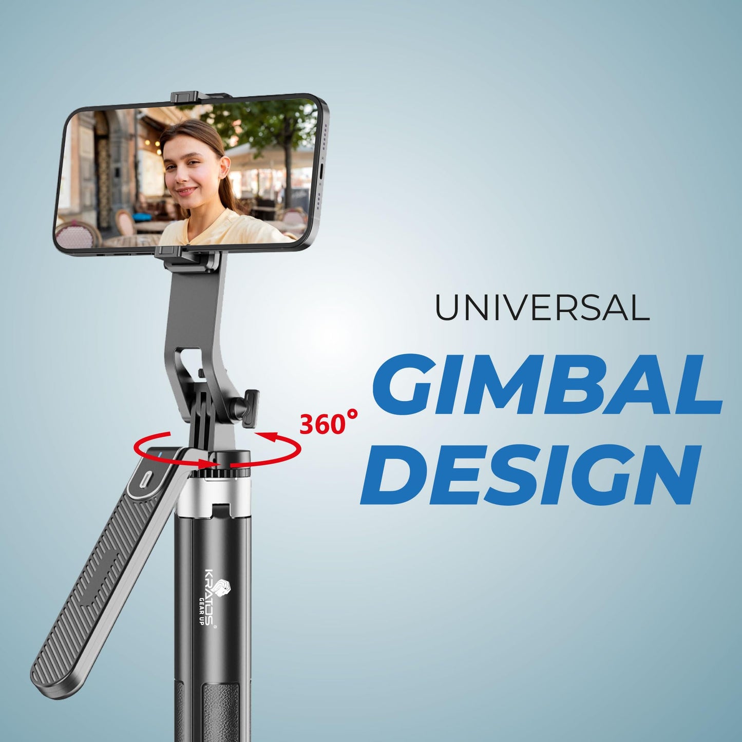 Kratos K5 Selfie Stick Tripod with Balance Handle, 64 inch & Stable 4 Leg Design,Recharable BT Remote, Long Tripod Stand for 360° Rotation Panoramic Shoot, Made for Phones,Ring Light, Gopro,Camera