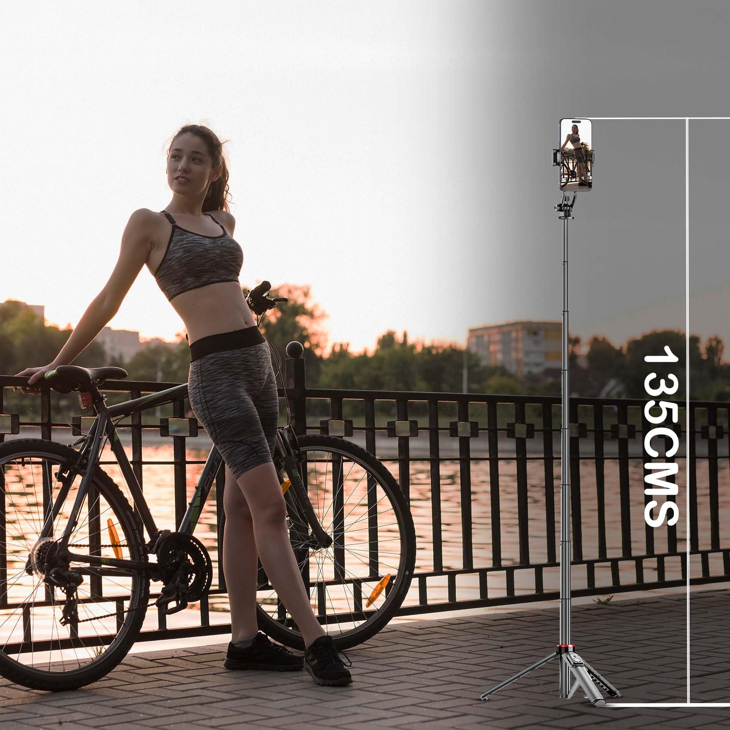 Kratos K5 Selfie Stick Tripod with Balance Handle, 64 inch & Stable 4 Leg Design,Recharable BT Remote, Long Tripod Stand for 360° Rotation Panoramic Shoot, Made for Phones,Ring Light, Gopro,Camera