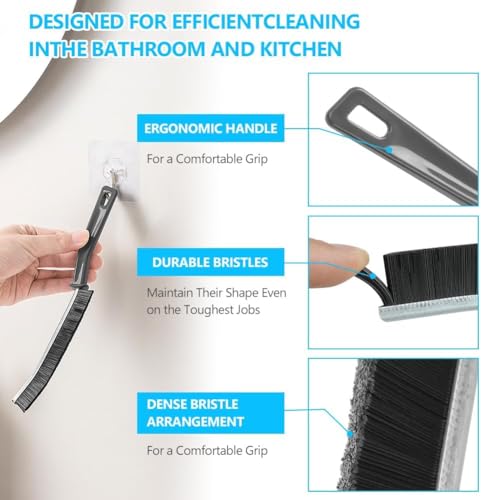 JICOOT Hard Bristle Crevice Cleaning Brush - Cleaning Tools for Household Use, Multifunctional Gap Cleaning Supplies for Kitchen, Bathroom, Toilet, Window, Vehicle, Faucets, Grout, Home