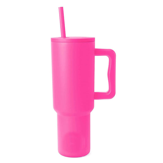 Tumbler with lid and Straw 1200ML Cup Stainless Steel Vacuum Insulated Tumbler for Water, Iced Tea or Coffee 1.2L Office Gym Travelling (40 - Oz - Pink)