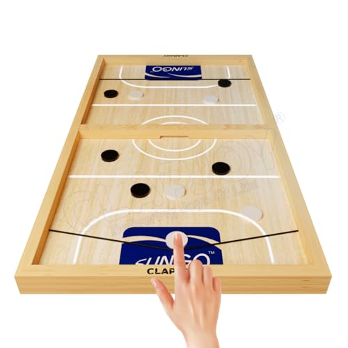 Slingo Fastest Finger First Board Game for Adults & Kids Wooden String Hockey Game Sling Puck Board Hockey Toy Perfect for Family Entertainment, Birthday Party, Christmas Gift