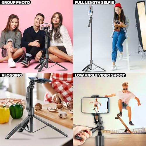 Kratos K5 Selfie Stick Tripod with Balance Handle, 64 inch & Stable 4 Leg Design,Recharable BT Remote, Long Tripod Stand for 360° Rotation Panoramic Shoot, Made for Phones,Ring Light, Gopro,Camera
