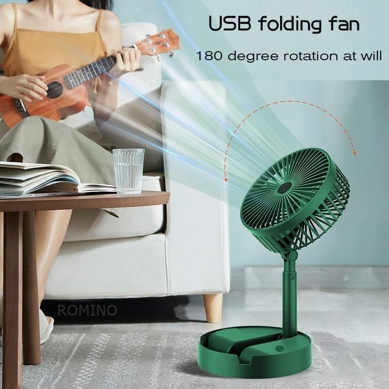 ROMINO Portable Mini Usb Fan High Speed, Foldable Cooling Fans For Travelling, Baby, Kids, Table, Indoor | Small Electric Makeup Fan For Face, Summer Gadgets Desk Fan with 3 Speeds, 6.5-Inch (Green)