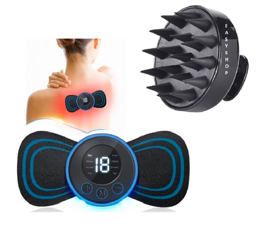 New Trending Full Body Mini Butterfly TENS Massager with 8 Modes, 19 Levels Electric Rechargeable Portable EMS with Hair Scalp Massager for Shoulder, Neck, Arms, Legs, Neck, Men/Women
