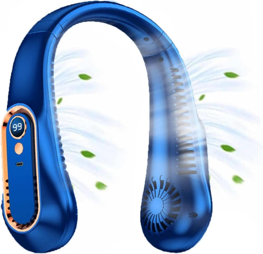 Neck Fan, Portable Bladeless Neck Fans Rechargeable, 4000 mAh Battery USB 360° Airflow Super Quiet 3 Speeds Personal Wearable Neck Fan, Collar Fan for Neck Outdoor Indoor for Women Men