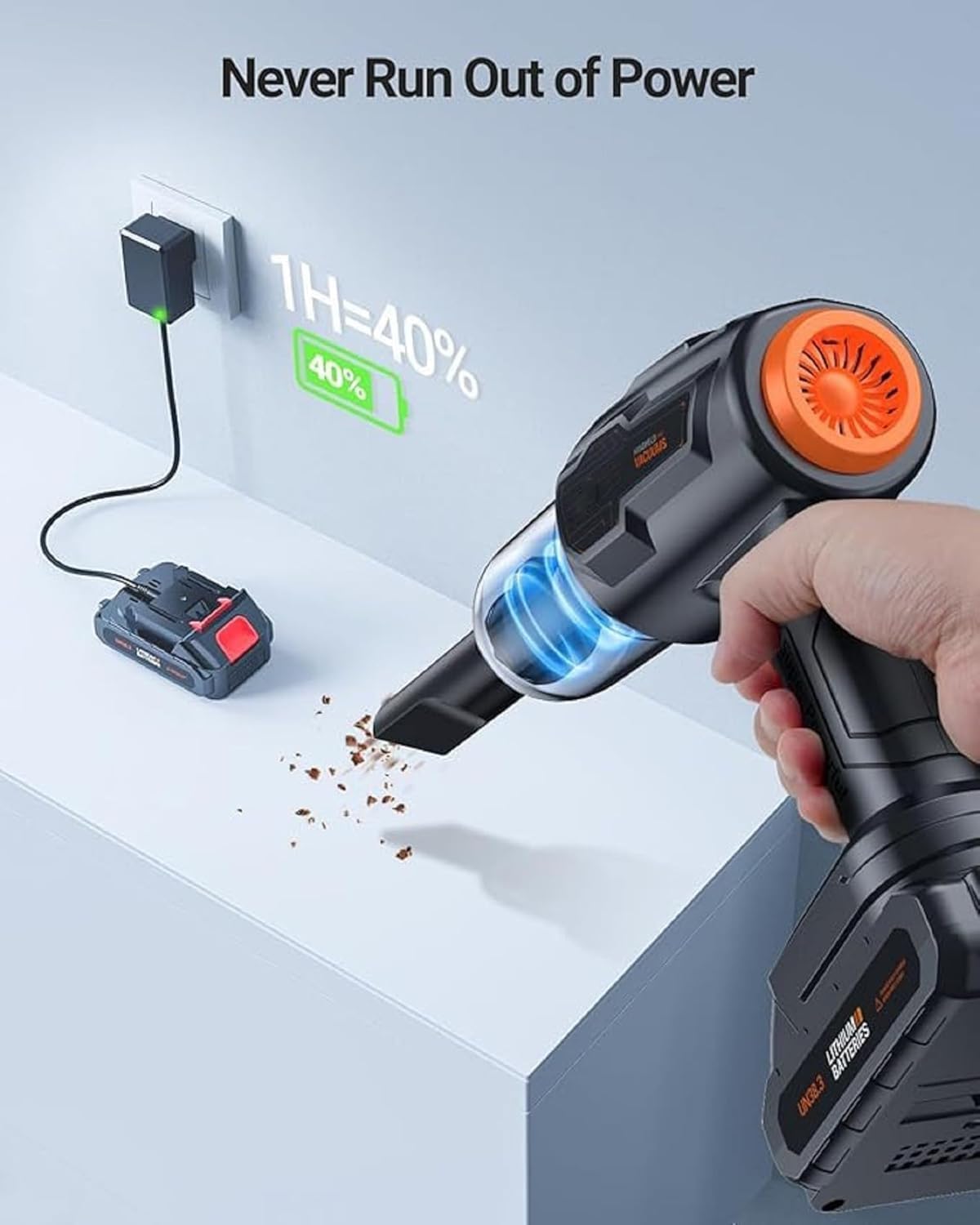 Larrito Portable Car Vacuum Cleaner with Blower | USB Rechargeable Wireless Handheld Car Vacuum Cleaner Traveling,Portable,Rechargeable (3in1 Vacuum)
