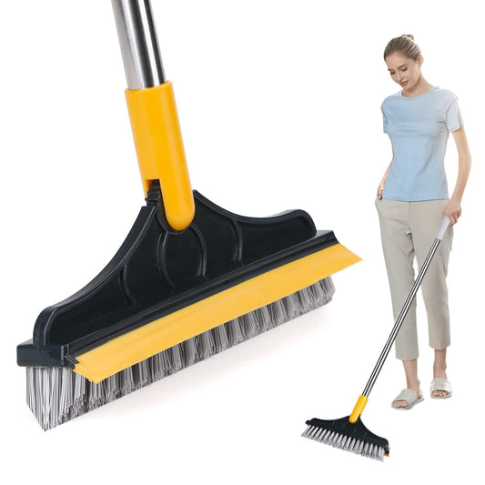 Bathroom Cleaning Brush with Wiper Upgraded 3 in 1 Tiles Brush Bathroom Brush with Long Handle 180° Rotate Bathroom Floor Cleaning Brush Bathroom Cleaning Accessories