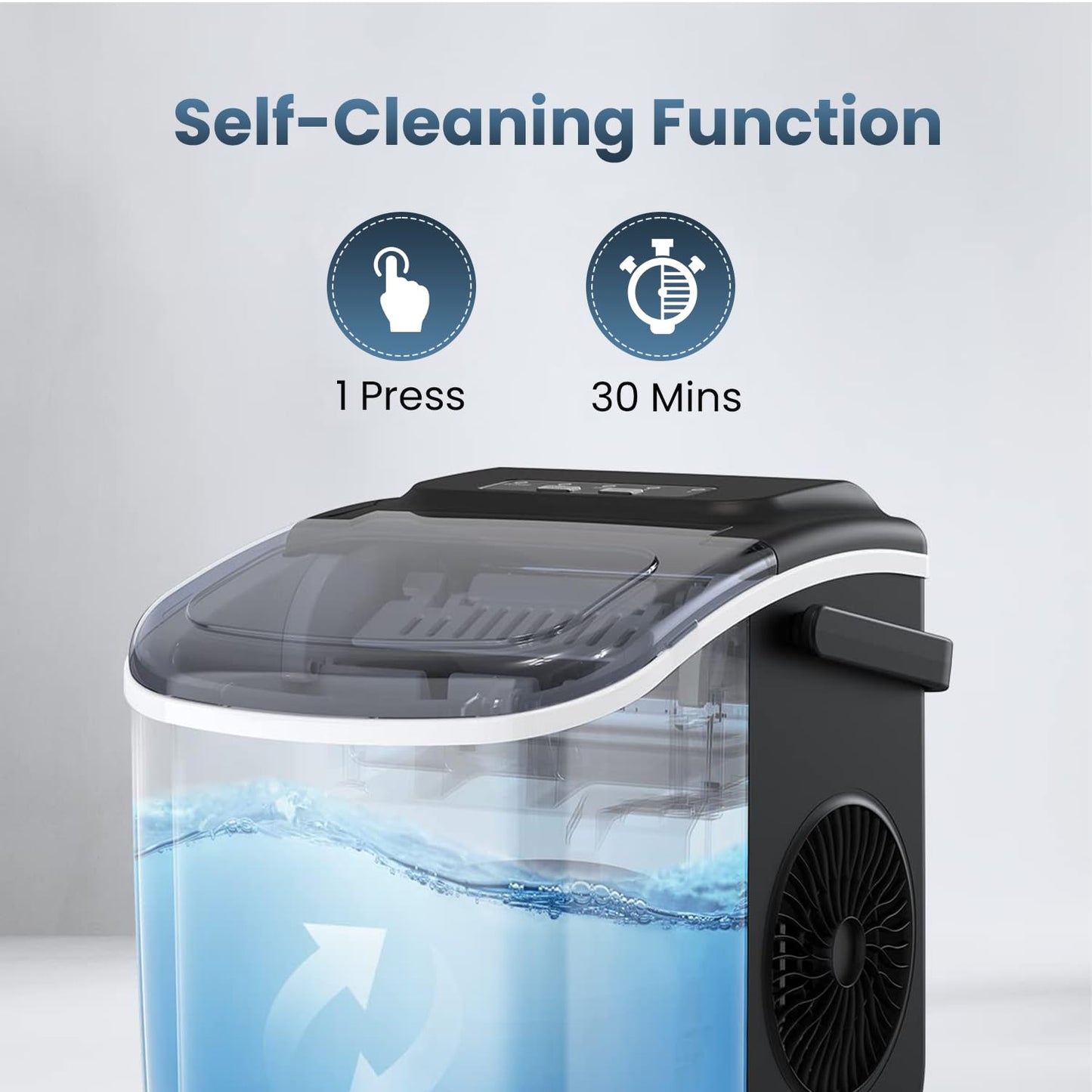 Kilig H01B Countertop Ice Maker Machine | 6 Mins 9 Bullet Ice Cubes| Portable Ice Maker Machine with Self-Cleaning | Ice Scoop, Basket, Ice Maker for Kilig Home/Kitchen/Office/Party - Black
