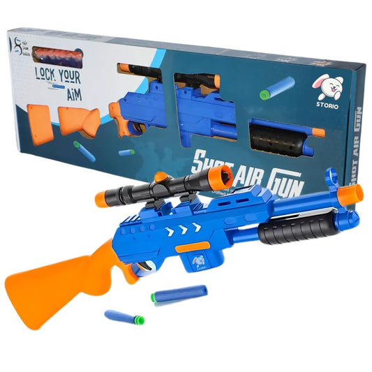 Storio Blaze Storm Hot Fire Soft Bullet Gun Toy With 10 Safe Soft Foam Bullets, Fun Target Shooting Battle Fight Game For Kids Boys (Blaze Storm- Hot Fire),Multicolor