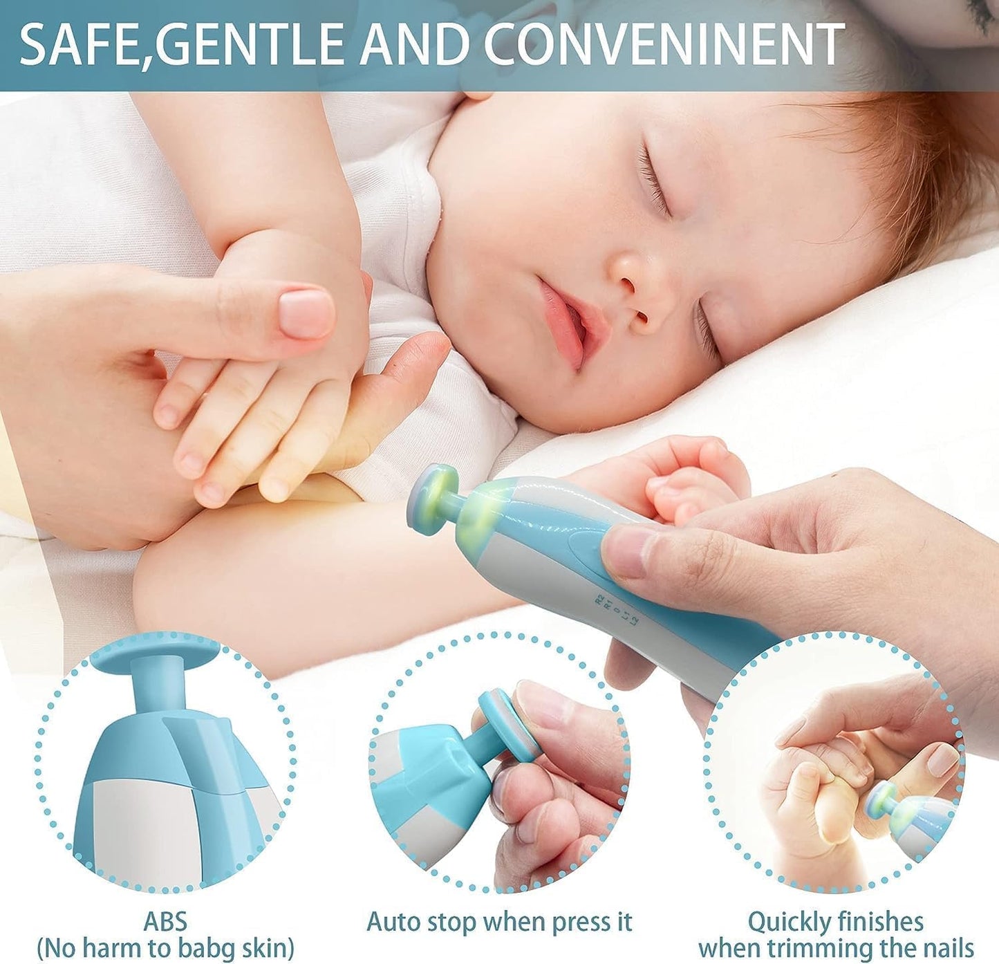 Electric Nail Trimmer For Baby, Baby Nail Trimmer, Baby Nail Cutter, Nail Trimmer For New Born Baby, Kids Nail Cutter With Light (Multi), 1 Count