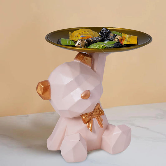 ZART Cool Dog Showpiece with Plate Home Decor Showpiece, Living Room Decor Showpiece (Blue)