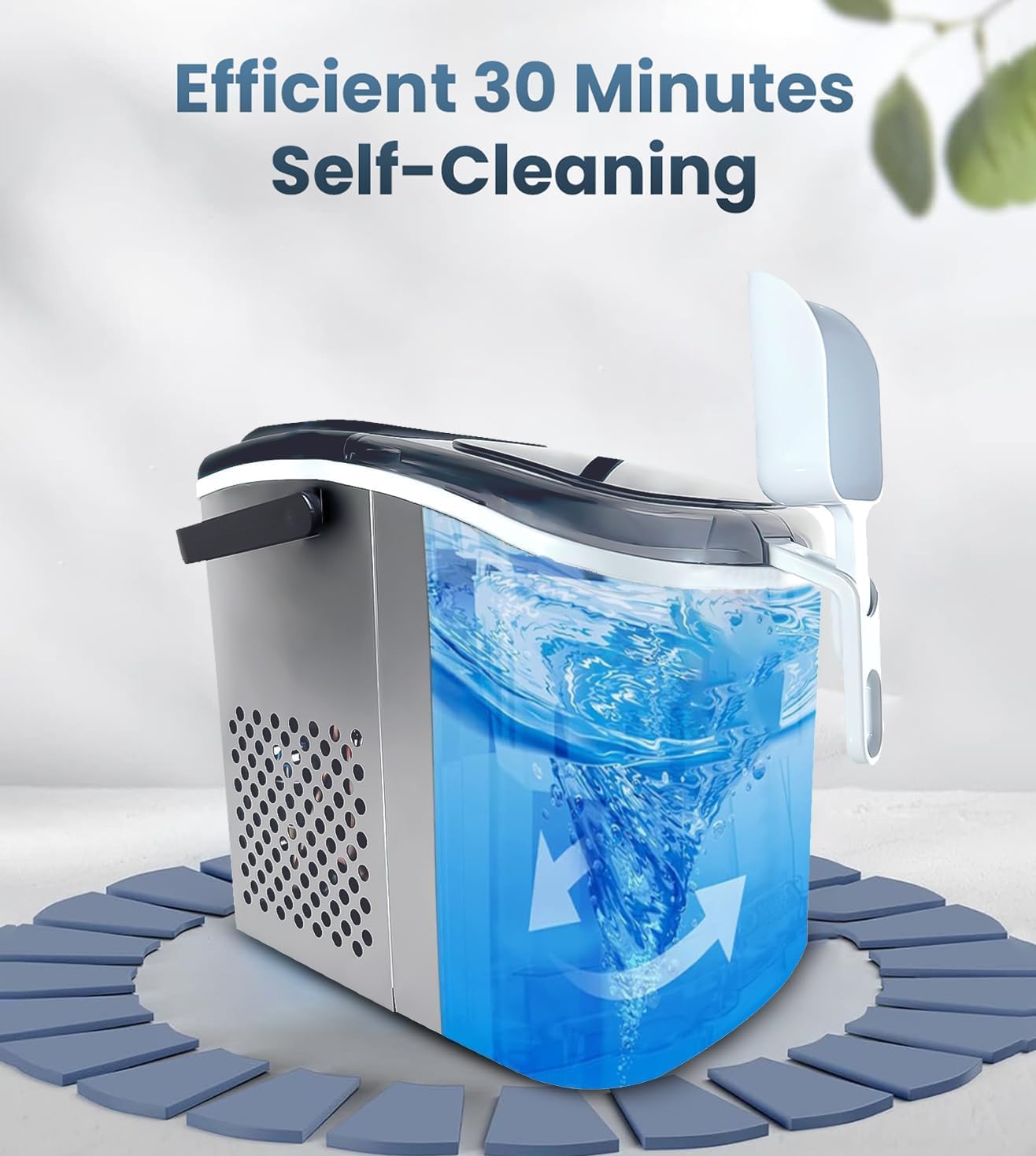 Kilig H01B Countertop Ice Maker Machine | 6 Mins 9 Bullet Ice Cubes| Portable Ice Maker Machine with Self-Cleaning | Ice Scoop, Basket, Ice Maker for Kilig Home/Kitchen/Office/Party - Black