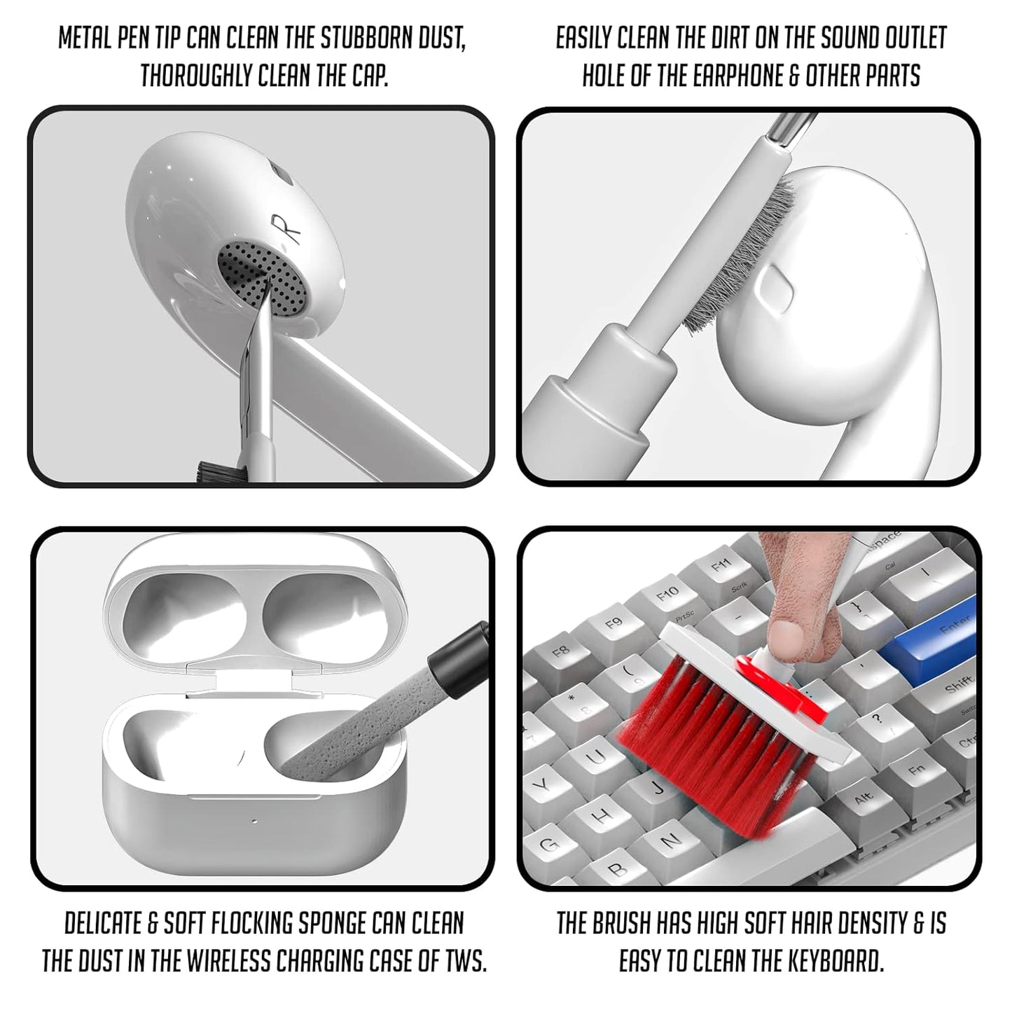 Lapster 5-in-1 Multi-Function Laptop Cleaning Brush/Keyboard Cleaning kit/Gadget Cleaning kit Gap Duster Key-Cap Puller for Laptop, Keyboard and Earphones(Multi Colour)