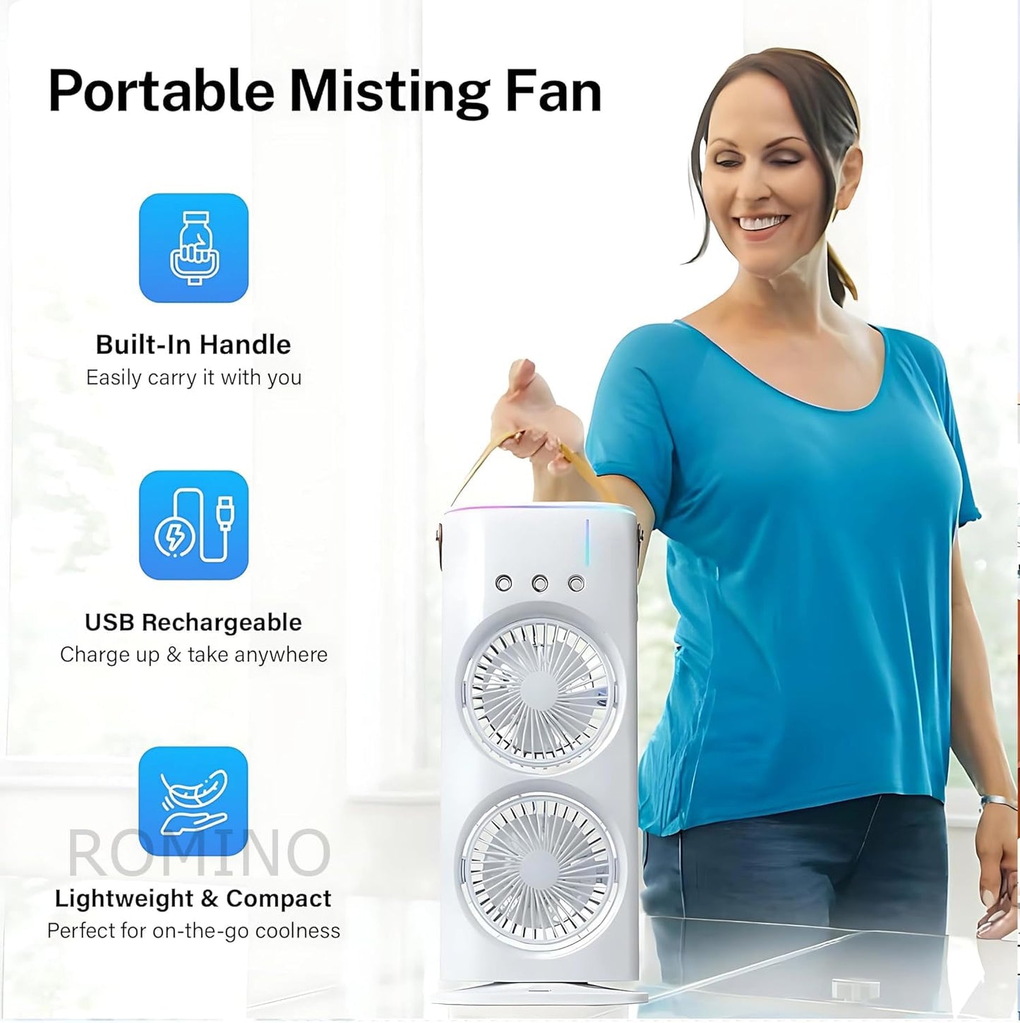 ROMINO Portable Mini Usb Fan High Speed, Foldable Cooling Fans For Travelling, Baby, Kids, Table, Indoor | Small Electric Makeup Fan For Face, Summer Gadgets Desk Fan with 3 Speeds, 6.5-Inch (Green)