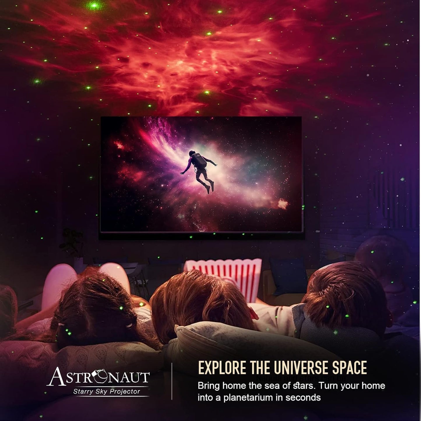 Astronaut Galaxy Projector Black Gold, Nebula Night Light, Remote Star Starry LED Lamp, Gift for Kids and Adults for Bedroom, Christmas, Birthday (Black-Gold)