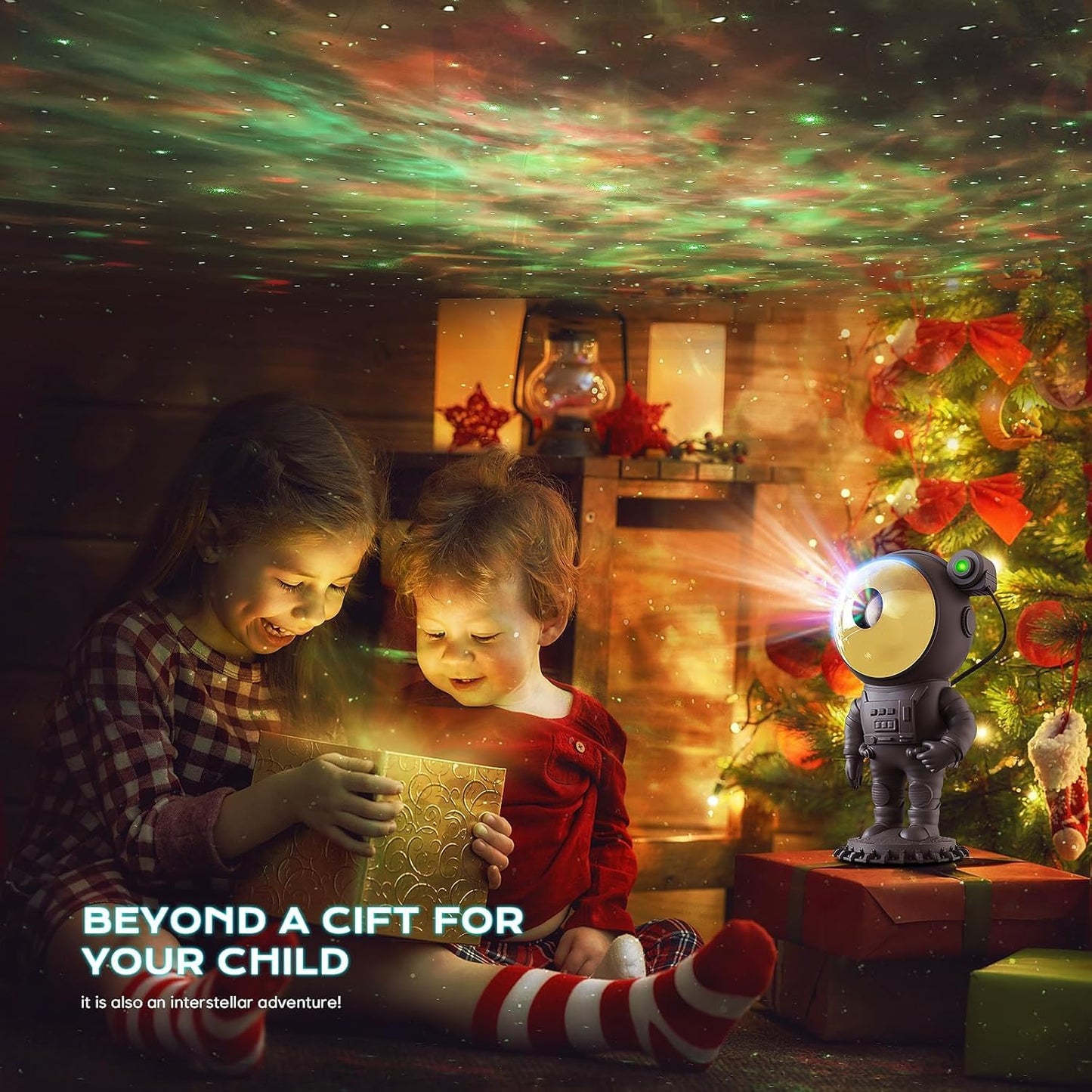 Astronaut Galaxy Projector Black Gold, Nebula Night Light, Remote Star Starry LED Lamp, Gift for Kids and Adults for Bedroom, Christmas, Birthday (Black-Gold)